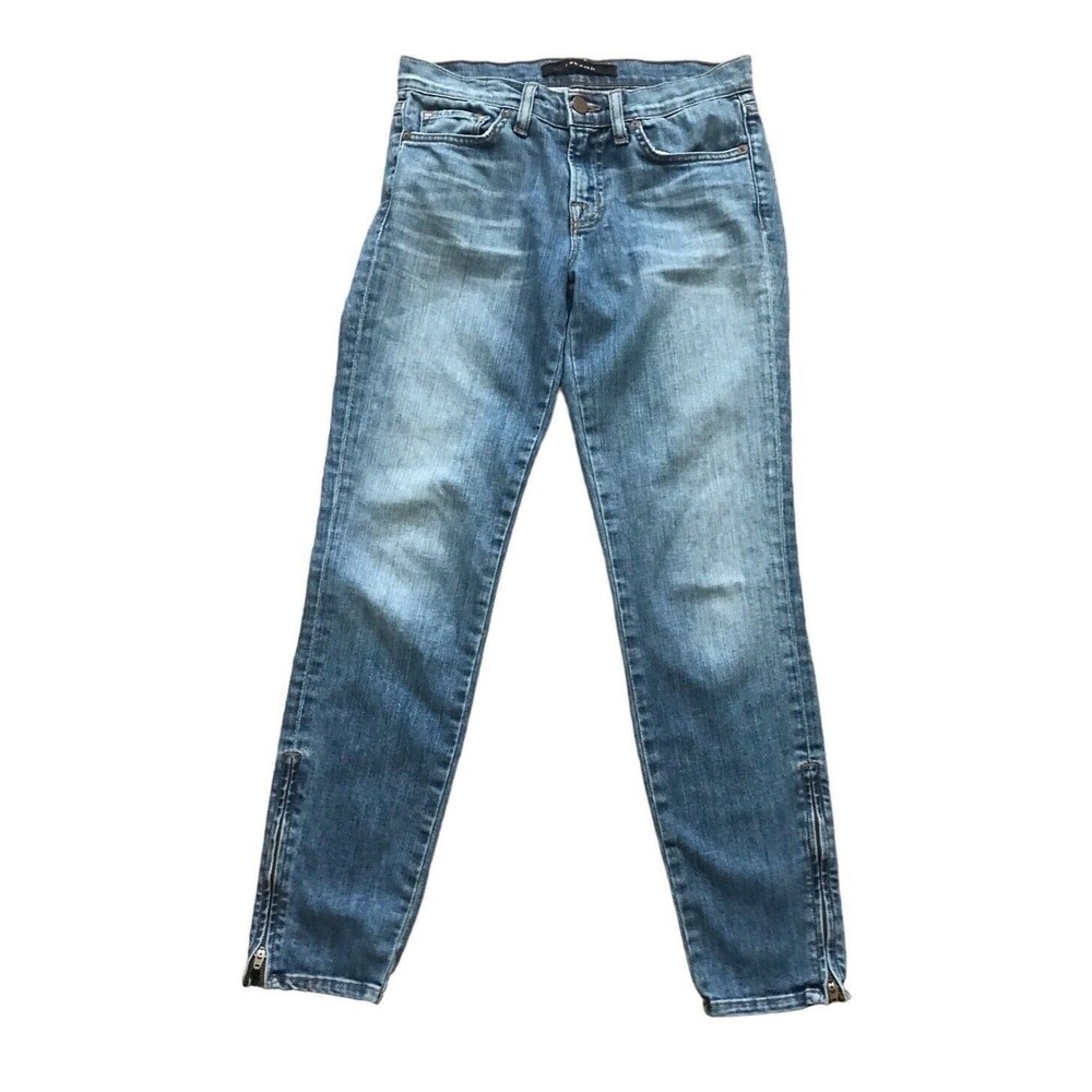 J Brand Bliss Ankle Zip Medium Wash Denim Blue Jeans Skinny Pants Mid Rise Sz 25
